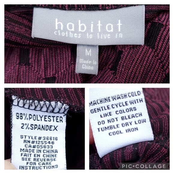 Habitat Maroon Red Black Zipper Front Collared Jacket Coat Size Medium - Picture 12 of 12